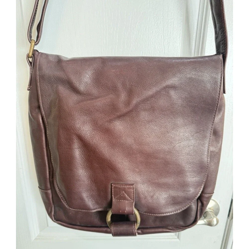 Messenger Bag Brown Large Crossbody Flap Made in Columbia Soft Leather
